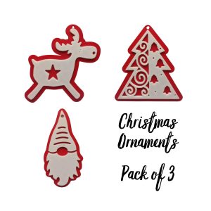Christmas Ornaments - Red/White - Pack of 3
